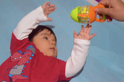 Aproximación y Prensión voluntaria de objetos- bebé de 4 a 6 meses